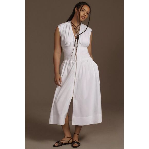by ANTHROPOLOGIE sz 2X The Tommie cap sleeve zip dress in white - Picture 1 of 4